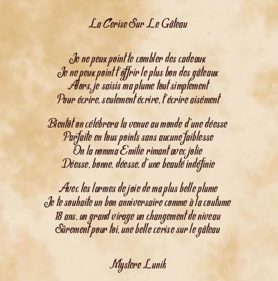 Le poème en image: La Cerise Sur Le Gâteau