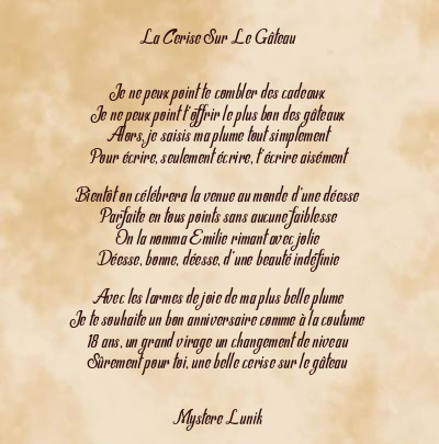 Le poème en image: La Cerise Sur Le Gâteau