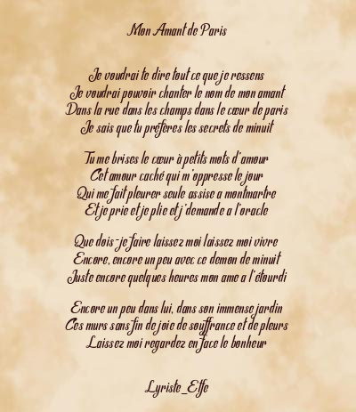 Le poème en image: Mon Amant De Paris
