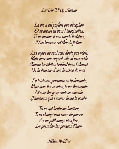 Le poème en image: La Vie D’un Amour