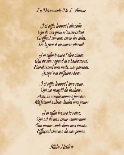 Le poème en image: La Découverte De L’amour.