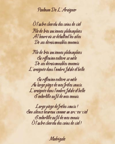 Le poème en image: Pantoum De L’araigner