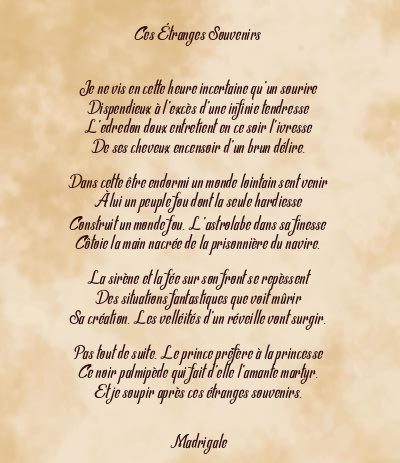 Le poème en image: Ces Étranges Souvenirs