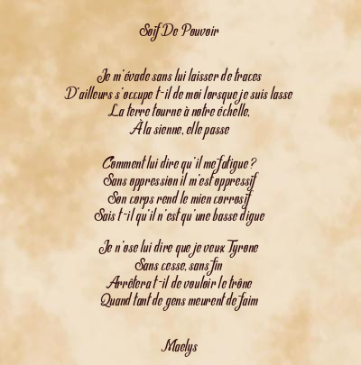 Le poème en image: Soif De Pouvoir