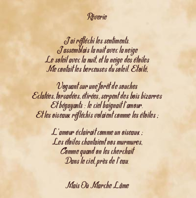 Le poème en image: Rêverie