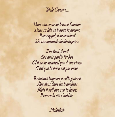 Le poème en image: Triste Guerre…