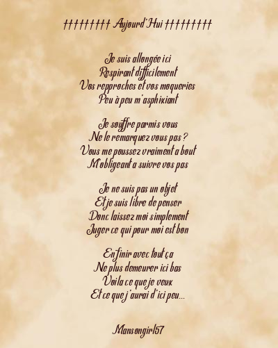 Le poème en image: ††††††††† Aujourd’hui †††††††††