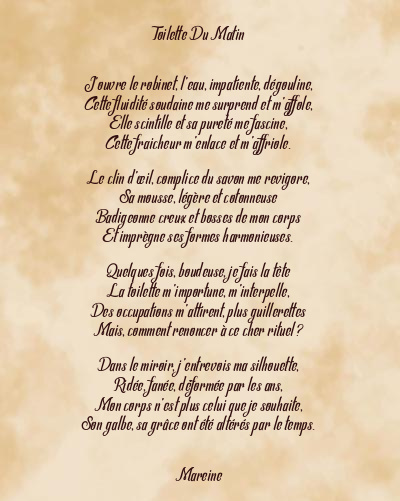 Le poème en image: Toilette Du Matin