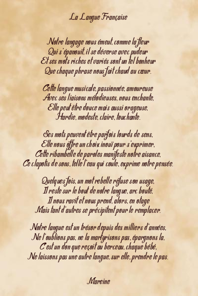 Le poème en image: La Langue Française
