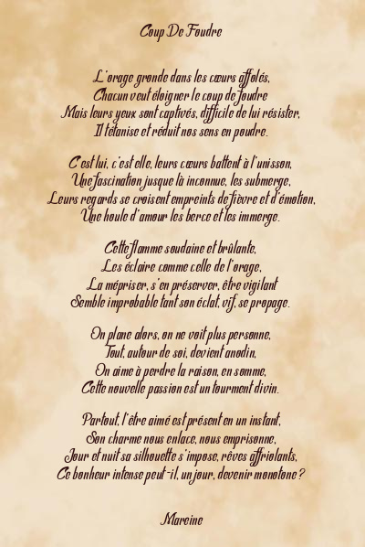 Le poème en image: Coup De Foudre