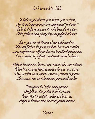 Le poème en image: Le Pouvoir Des Mots