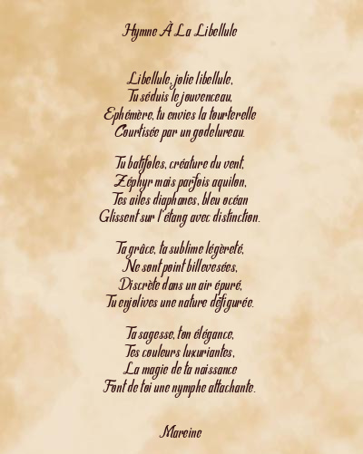 Le poème en image: Hymne À La Libellule