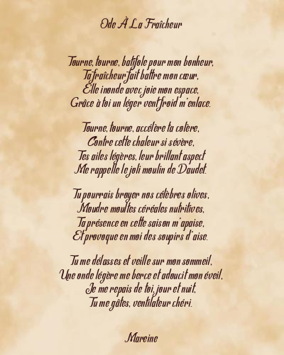 Le poème en image: Ode À La Fraîcheur