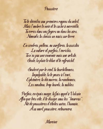 Le poème en image: Poussière