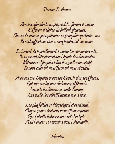 Le poème en image: Flocons D’amour
