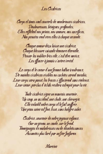Le poème en image: Les Cicatrices