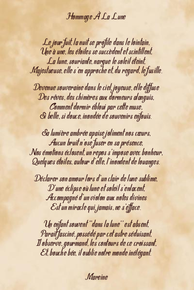 Le poème en image: Hommage À La Lune