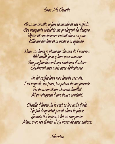 Le poème en image: Sous Ma Couette