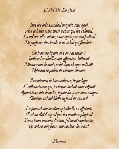 Le poème en image: L’art De La Joie