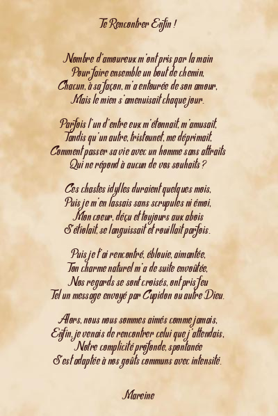 Le poème en image: Te Rencontrer Enfin !