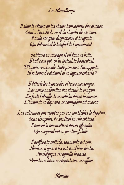 Le poème en image: Le Misanthrope