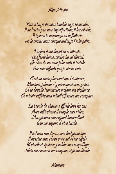 Le poème en image: Mon Miroir