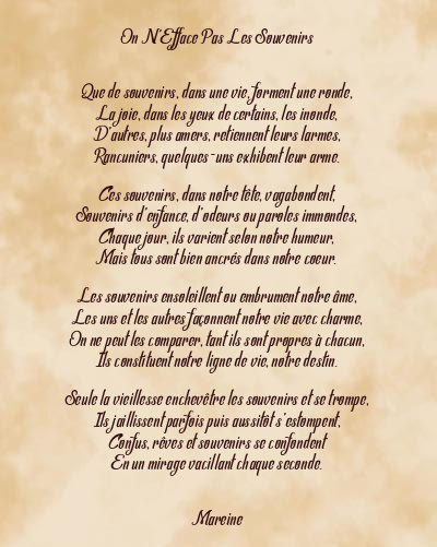 Le poème en image: On N’efface Pas Les Souvenirs