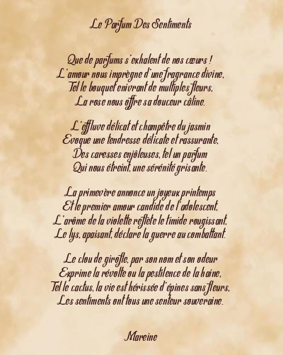 Le poème en image: Le Parfum Des Sentiments