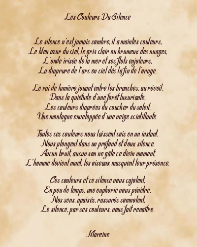 Le poème en image: Les Couleurs Du Silence