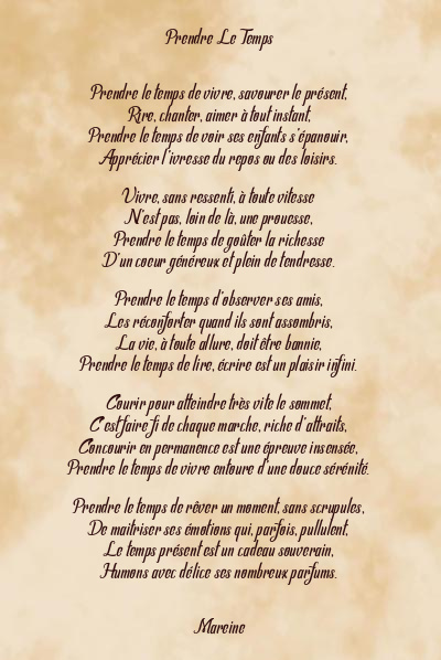 Le poème en image: Prendre Le Temps