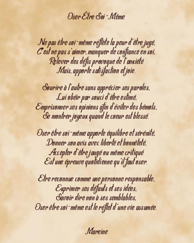 Le poème en image: Oser Être Soi-Même