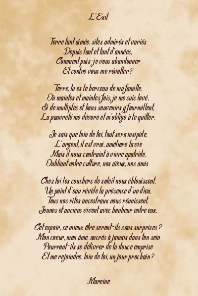 Le poème en image: L’exil