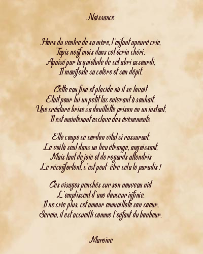 Le poème en image: Naissance