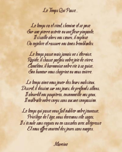 Le poème en image: Le Temps Qui Passe…