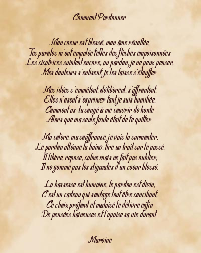 Le poème en image: Comment Pardonner
