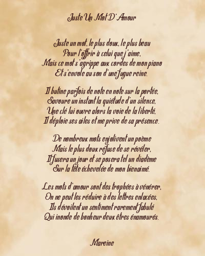 Le poème en image: Juste Un Mot D’amour