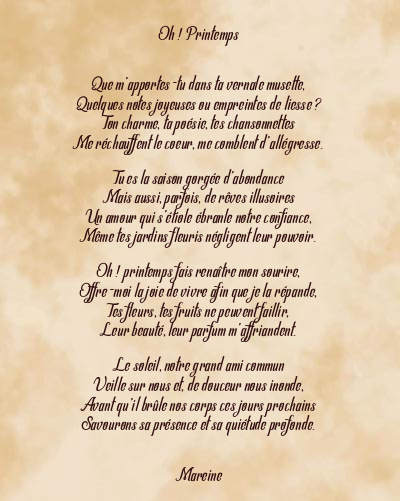 Le poème en image: Oh ! Printemps