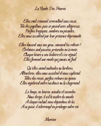 Le poème en image: La Ronde Des Heures