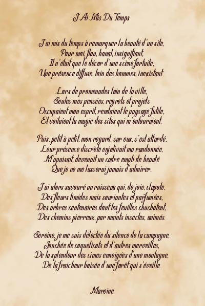 Le poème en image: J’ai Mis Du Temps