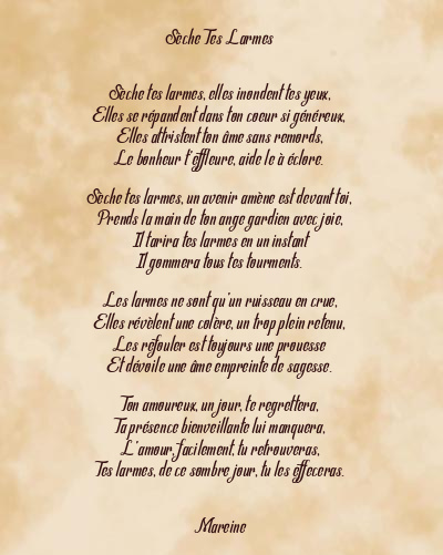 Le poème en image: Sèche Tes Larmes