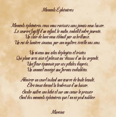 Le poème en image: Moments Éphémères