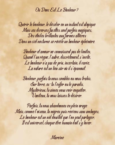 Le poème en image: Où Donc Est Le Bonheur ?