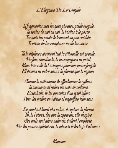 Le poème en image: L’élégance De La Virgule