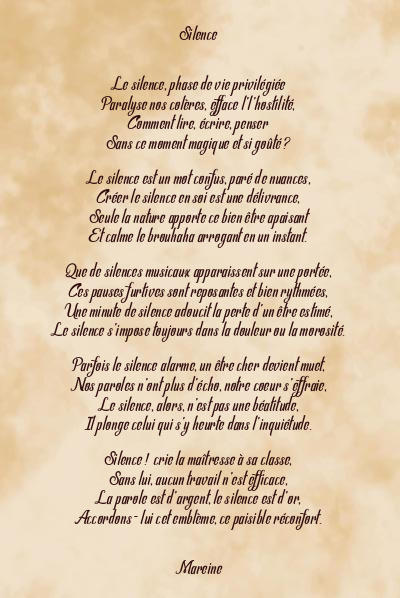 Le poème en image: Silence