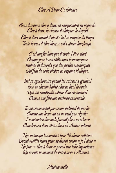Le poème en image: Être À Deux En Silence