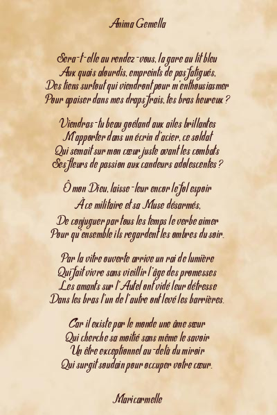 Le poème en image: Anima Gemella