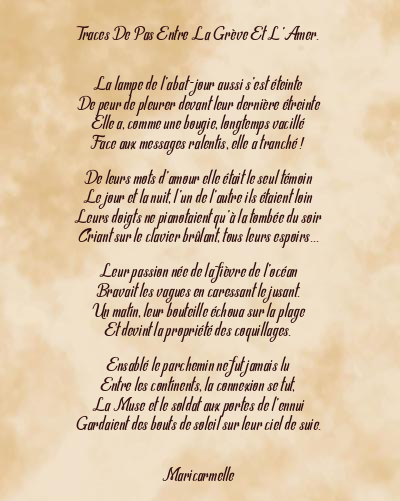 Le poème en image: Traces De Pas Entre La Grève Et L’amer.