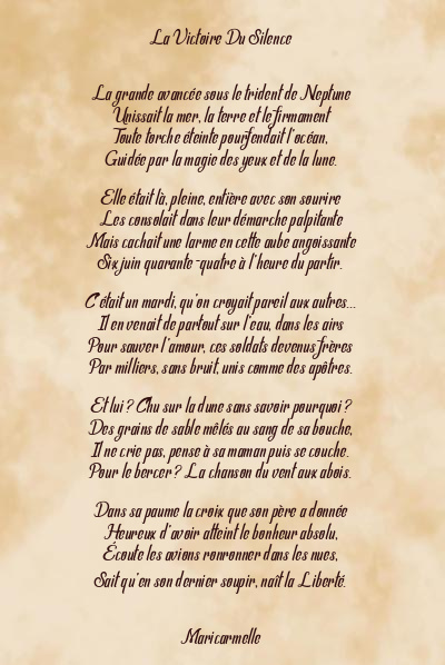 Le poème en image: La Victoire Du Silence