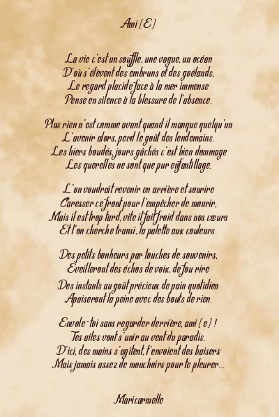 Le poème en image: Ami (E)