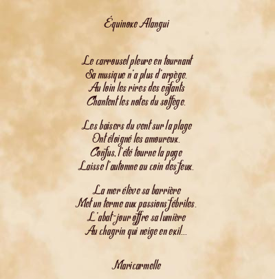 Le poème en image: Équinoxe Alangui